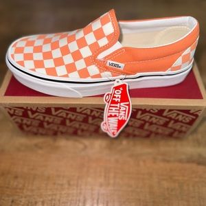 Vans Checkered Cadmium Orange Slip On W6 M4.5